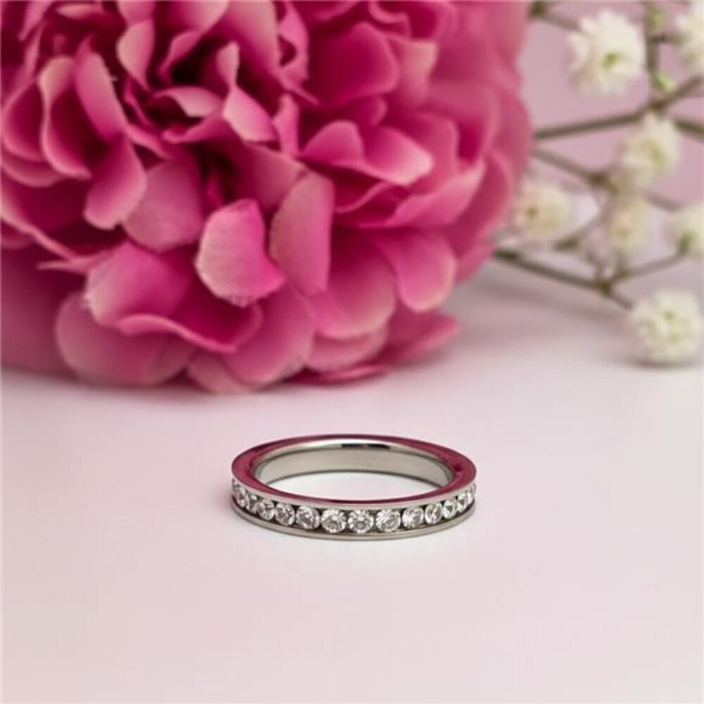 CZ Eternity Band Ring Size 5.5 3mm 316L Stainless Steel